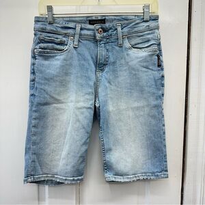 Silver denim bermuda jean shorts women's 26 x 9 light‎ wash light distressing